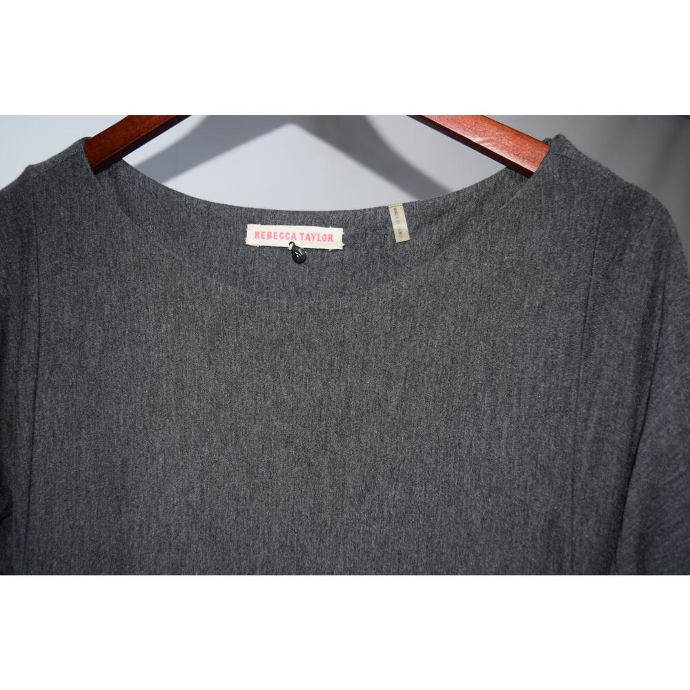 Rebecca Taylor Medium Charcoal Gray Modal Ruched Draped Long Sleeve Mini Dress - Picture 2 of 3